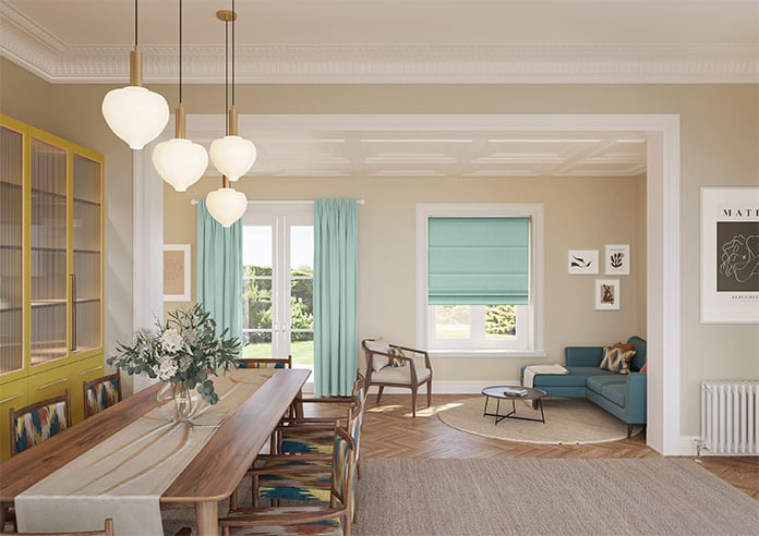 Delicate Chevron, Turquoise - Motorised Roman Blind - Image 8